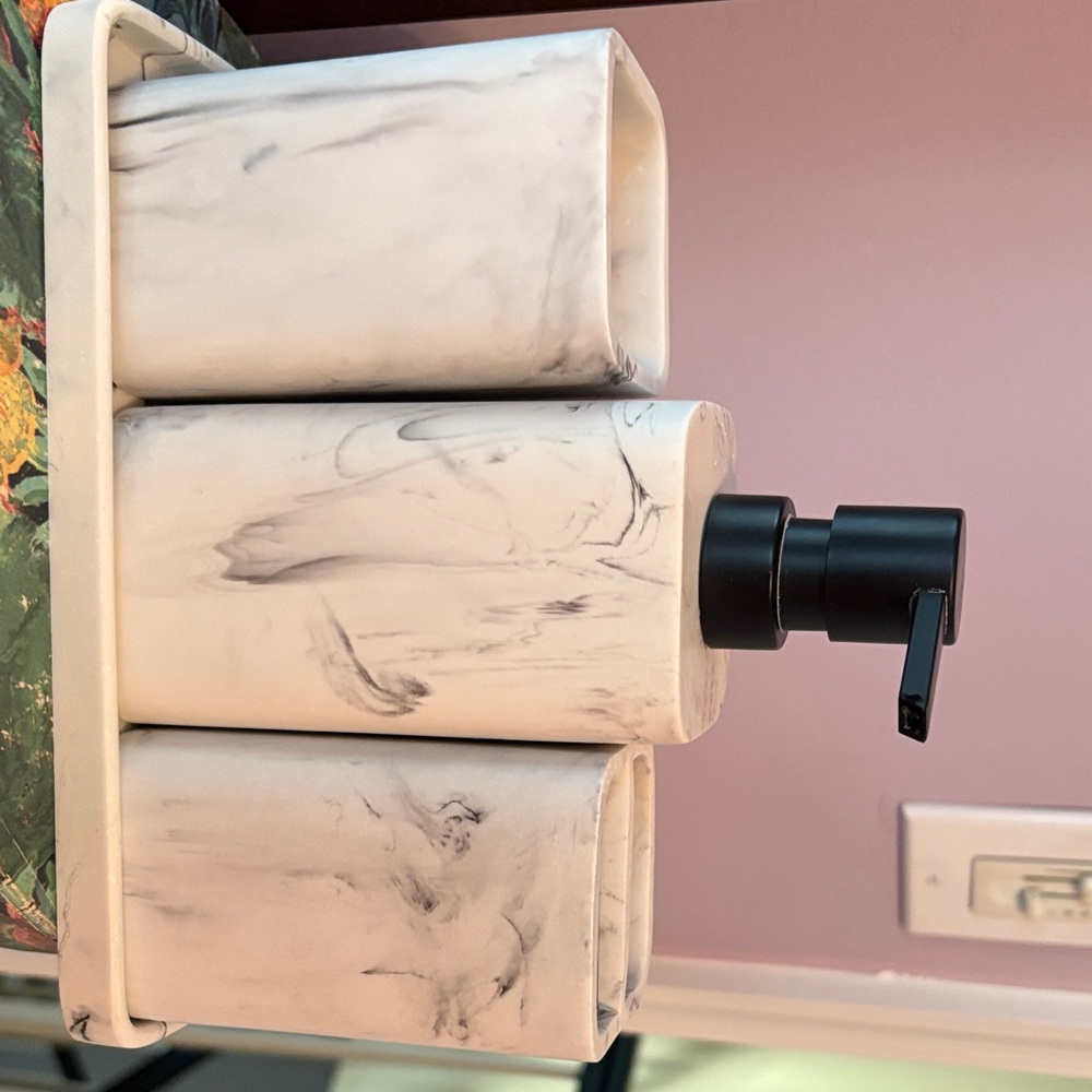 Marble Soap Dispenser with Black Pump